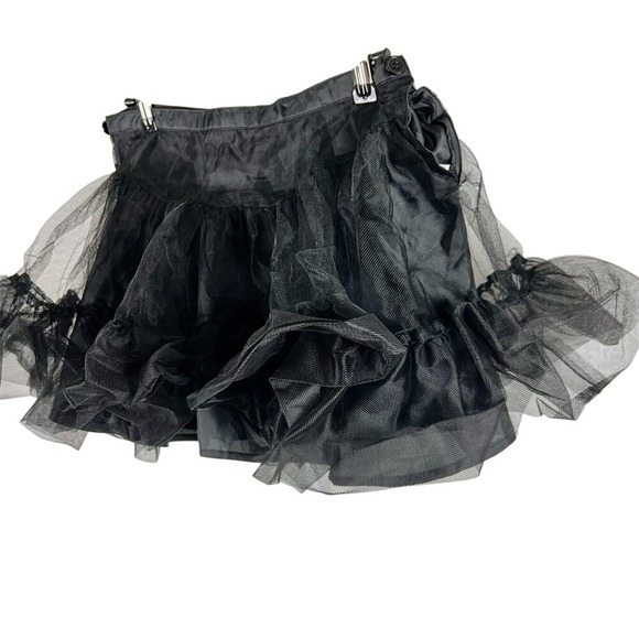 Black Ruffled Tulle Mini Skirt - Size 2 - Picture 1 of 9